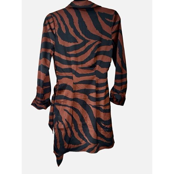 House of Harlow 1960 Mini Dress Collared   Animal Print Side Tie Faux Wrap Sz XS - Picture 4 of 7
